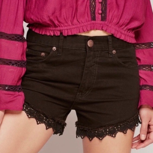 Free People Lace Trim Shorts Black - Picture 5 of 6